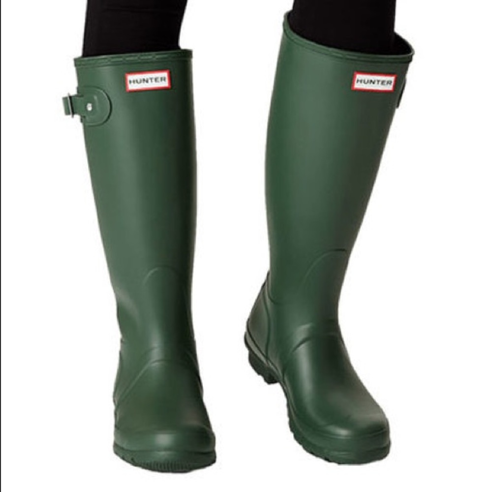 Hunter Green Matte tall rain boots
